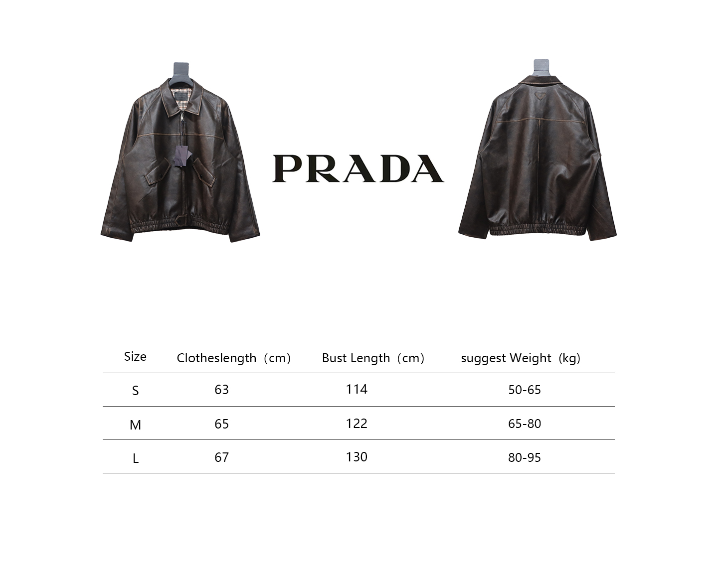 Prada Distressed Leather Jacket With Triangle Logo On Back