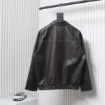 Prada Distressed Leather Jacket With Triangle Logo On Back