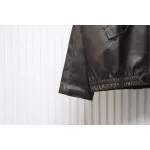 Prada Distressed Leather Jacket With Triangle Logo On Back