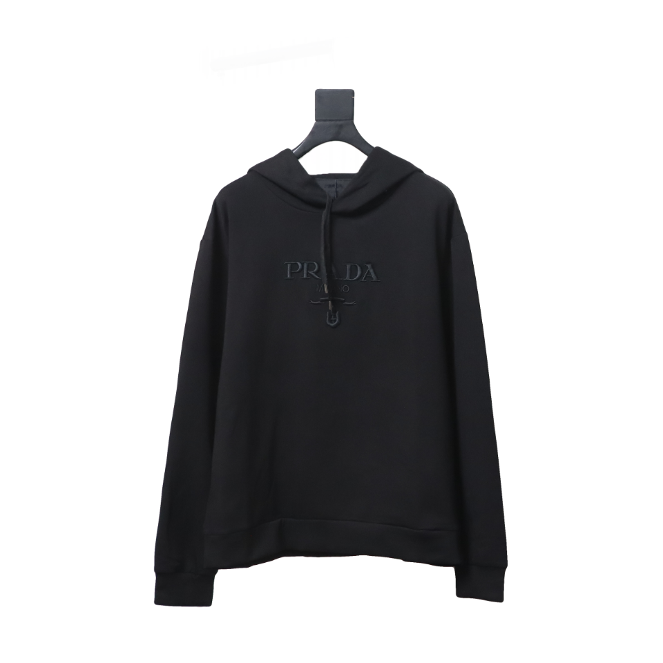 Prada Hoodie With Embroidered Logo On Chest