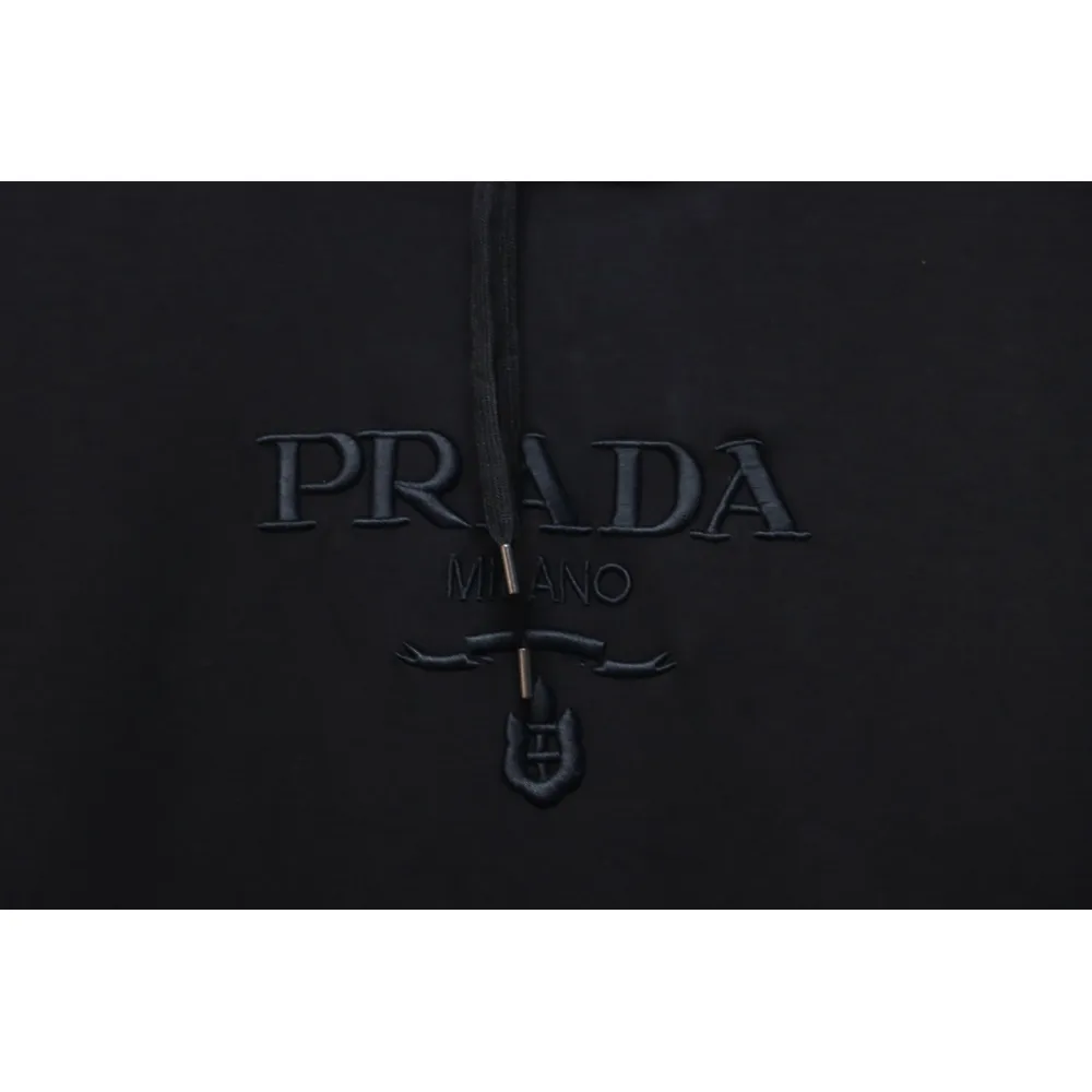 Prada Hoodie With Embroidered Logo On Chest