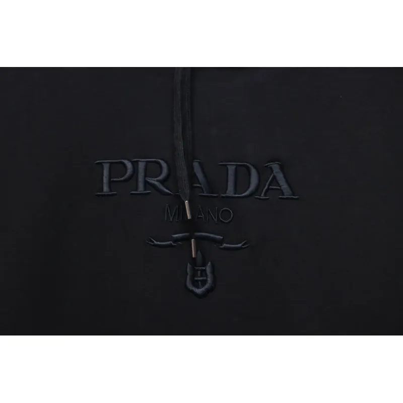 Prada Hoodie With Embroidered Logo On Chest