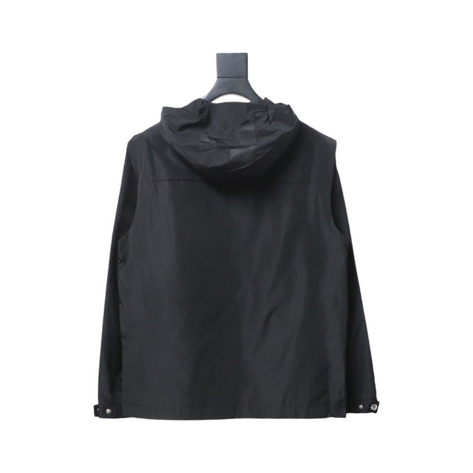 Prada Jacket With Detachable Hood With Red Side Trim Black