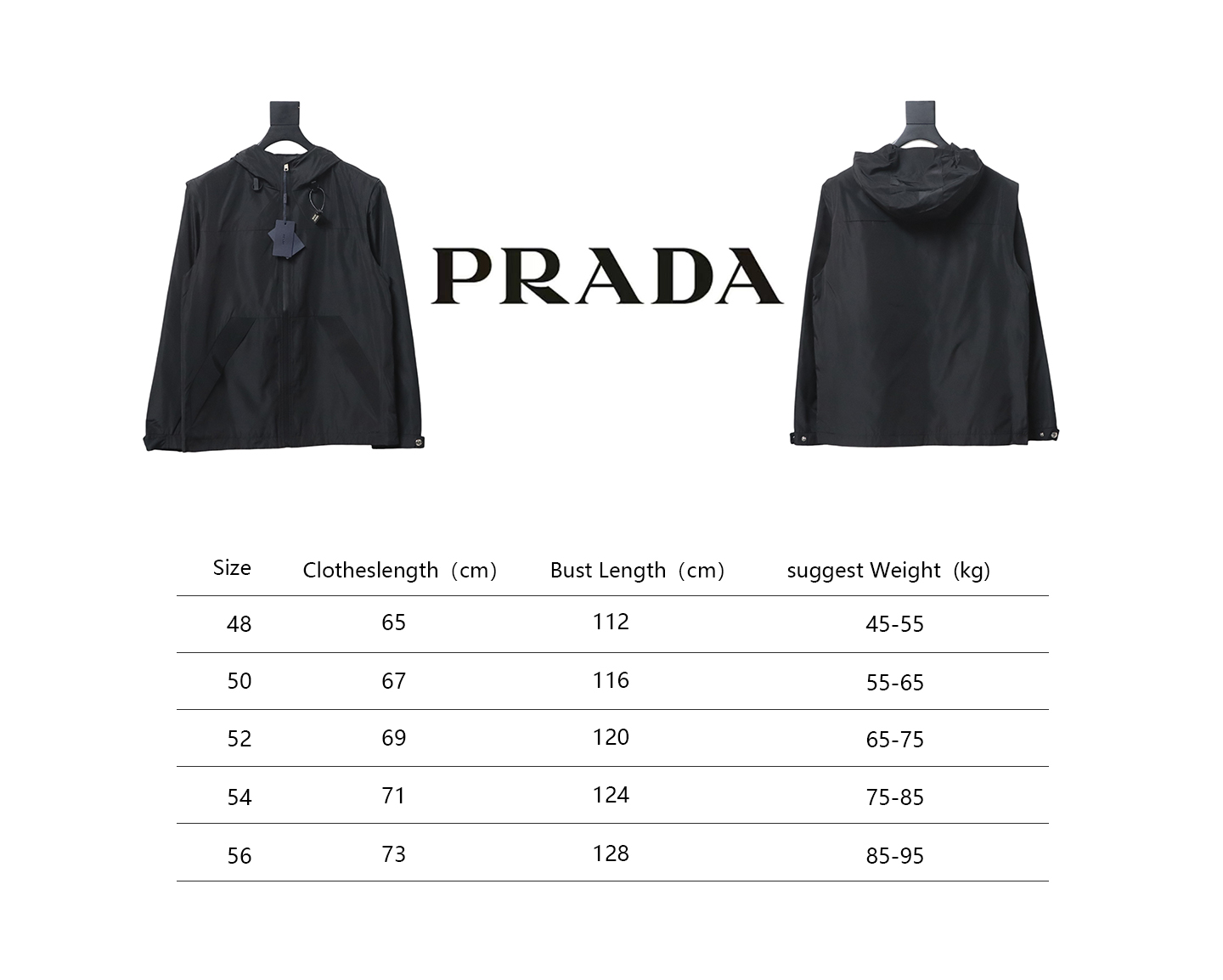 Prada Jacket With Detachable Hood With Red Side Trim Black