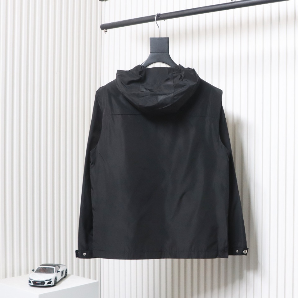 Prada Jacket With Detachable Hood With Red Side Trim Black