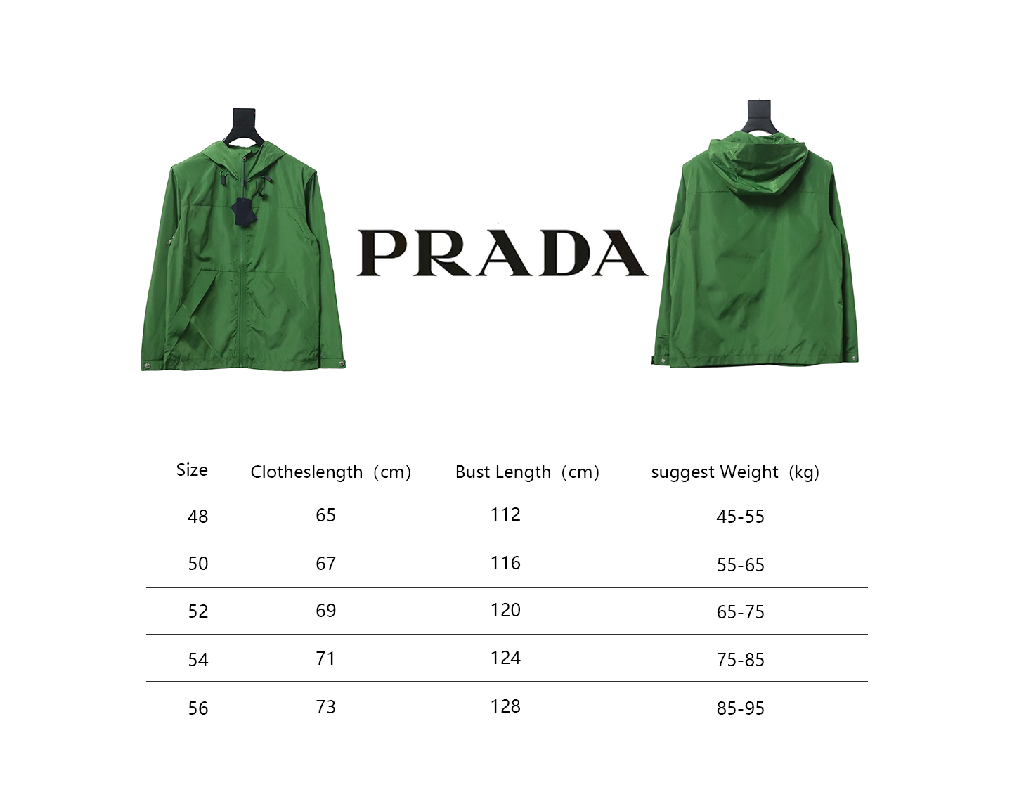 Prada Jacket With Detachable Hood With Red Side Trim Green