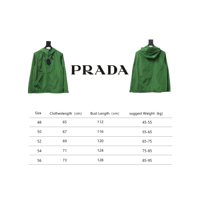 Prada Jacket With Detachable Hood With Red Side Trim Green 02