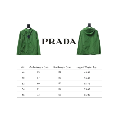 Prada Jacket With Detachable Hood With Red Side Trim Green 02