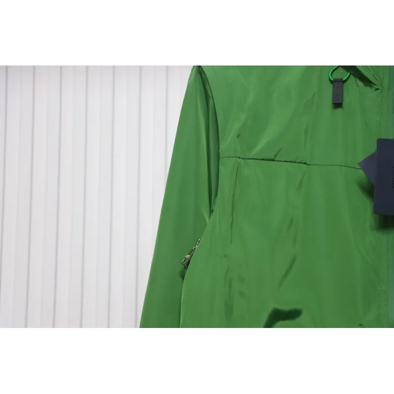 Prada Jacket With Detachable Hood With Red Side Trim Green