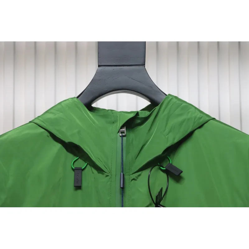 Prada Jacket With Detachable Hood With Red Side Trim Green