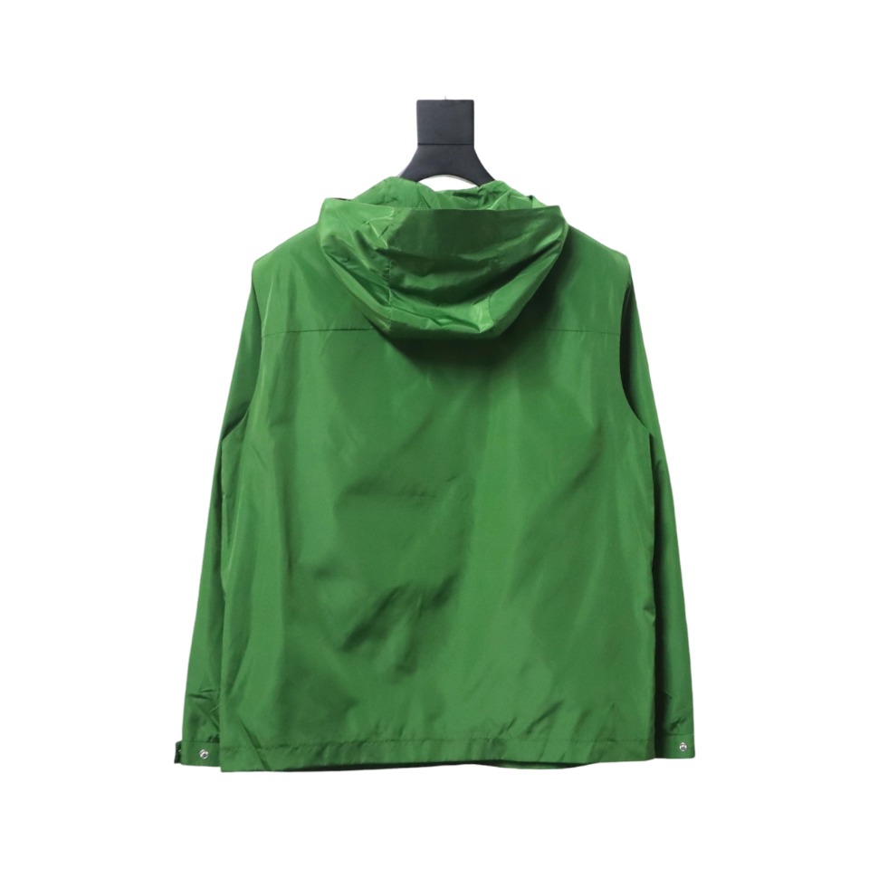 Prada Jacket With Detachable Hood With Red Side Trim Green