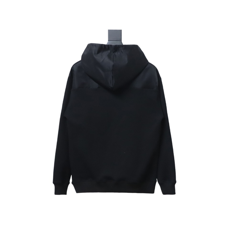 Prada Paneled Zip-Up Crew Neck Hoodie Black