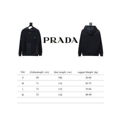 Prada Paneled Zip-Up Crew Neck Hoodie Black 02