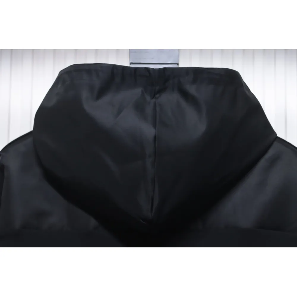 Prada Paneled Zip-Up Crew Neck Hoodie Black