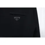 Prada Paneled Zip-Up Crew Neck Hoodie Black