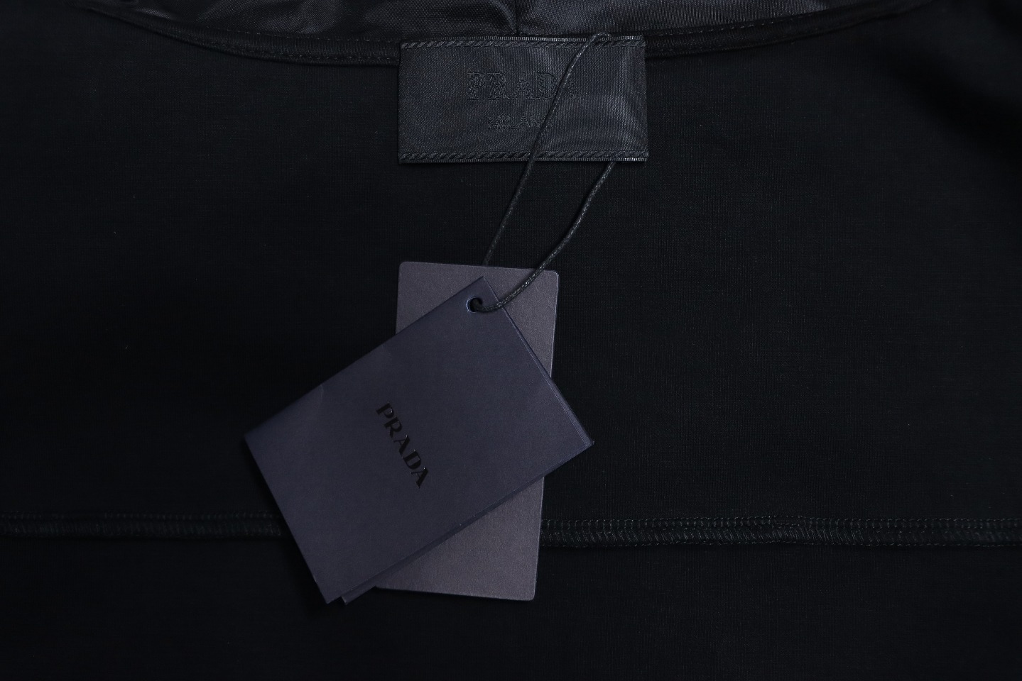 Prada Paneled Zip-Up Crew Neck Hoodie Black