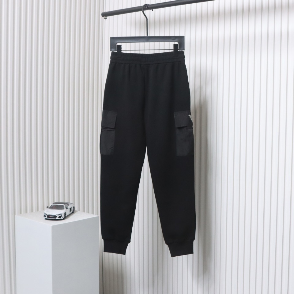 Prada Pocket Triangle Logo Cargo Trousers Black