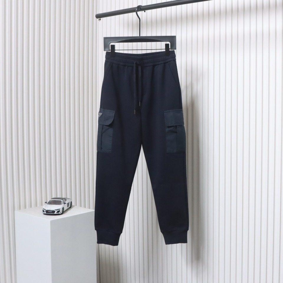 Prada Pocket Triangle Logo Cargo Trousers Dark Blue
