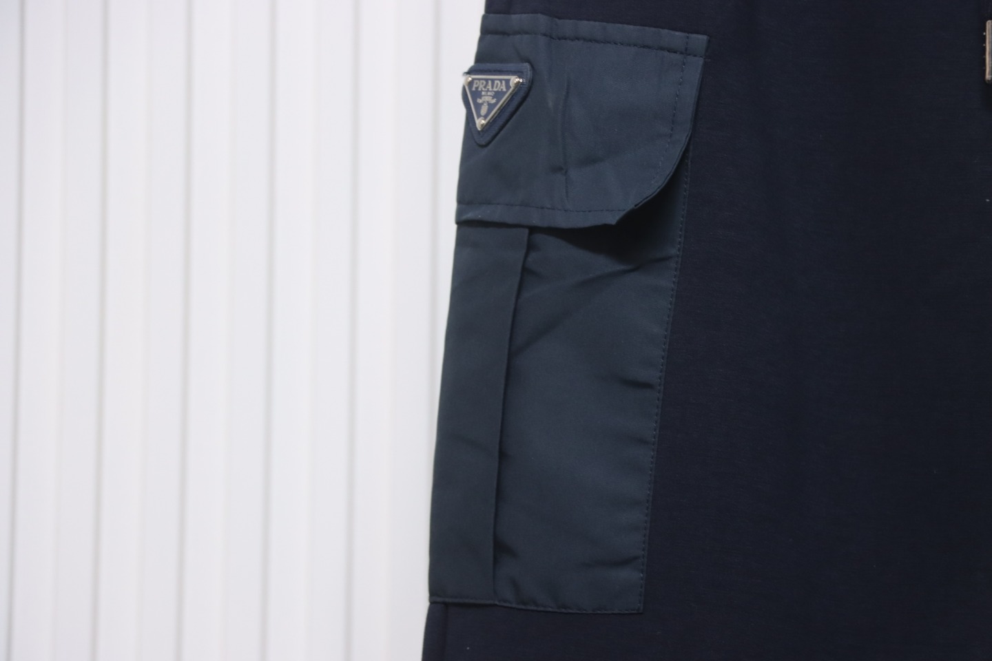 Prada Pocket Triangle Logo Cargo Trousers Dark Blue
