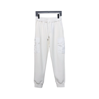 Prada Pocket Triangle Logo Cargo Trousers White 01