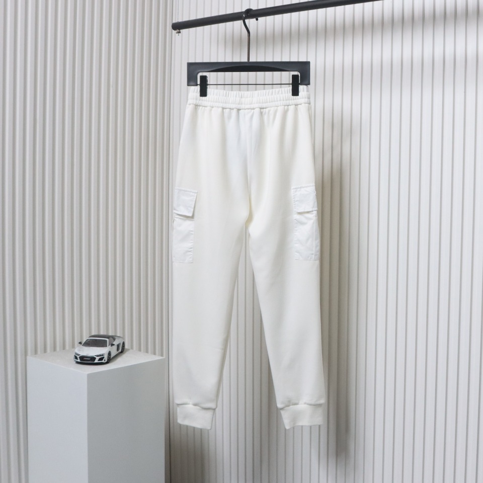 Prada Pocket Triangle Logo Cargo Trousers White