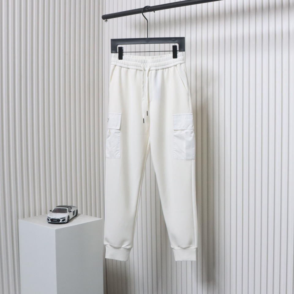 Prada Pocket Triangle Logo Cargo Trousers White