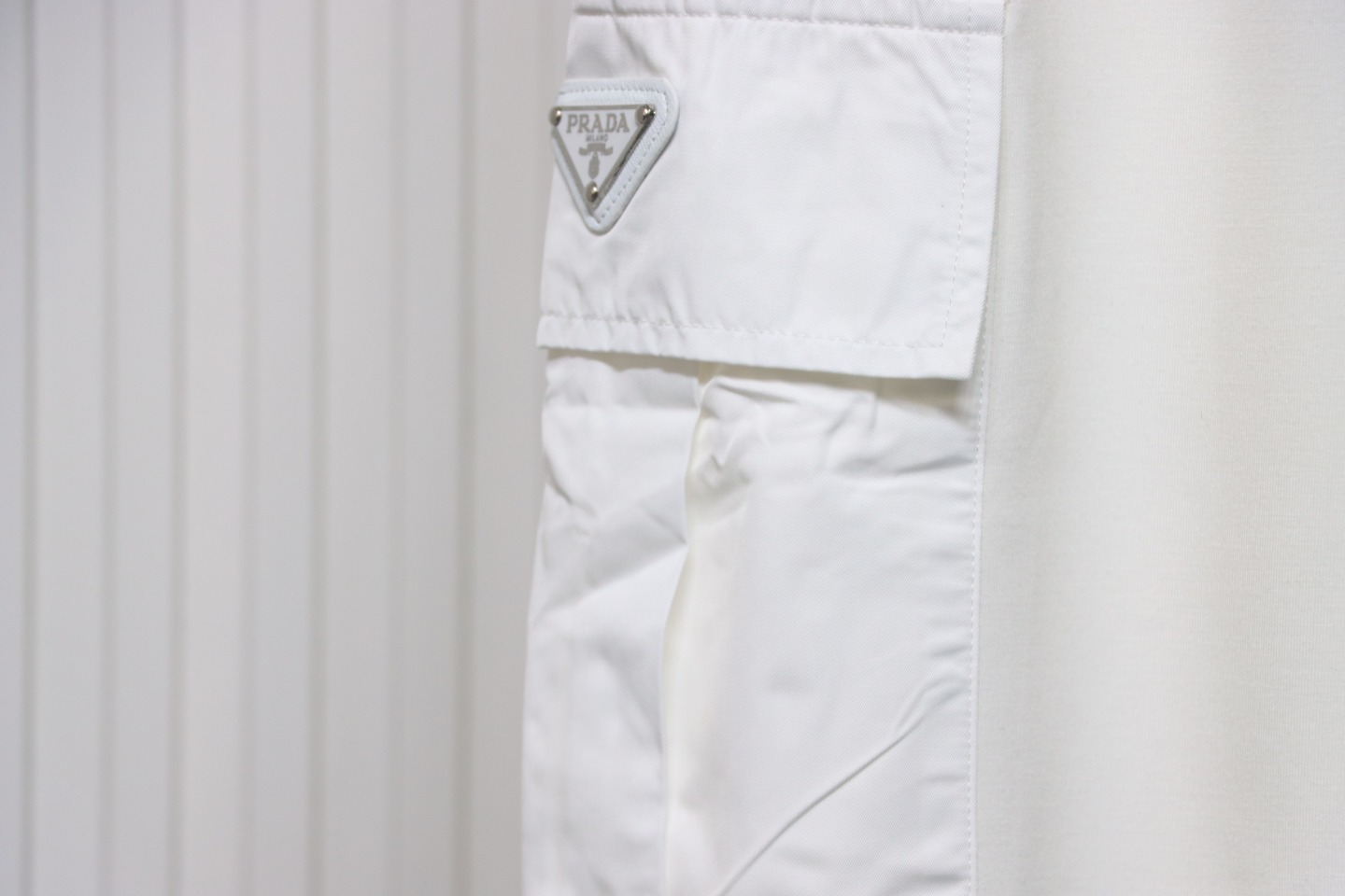 Prada Pocket Triangle Logo Cargo Trousers White