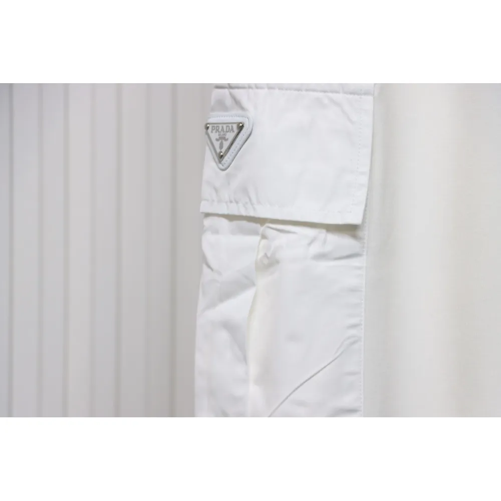 Prada Pocket Triangle Logo Cargo Trousers White