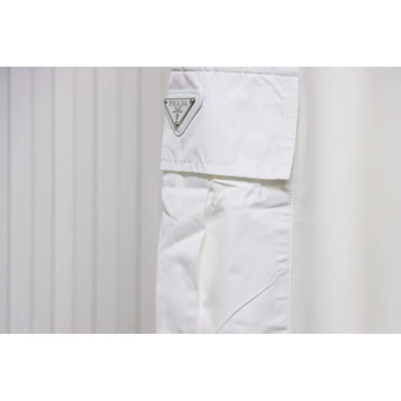 Prada Pocket Triangle Logo Cargo Trousers White