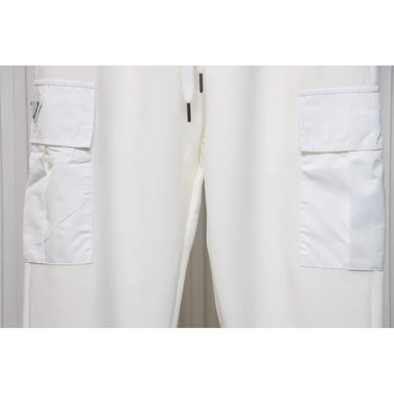 Prada Pocket Triangle Logo Cargo Trousers White
