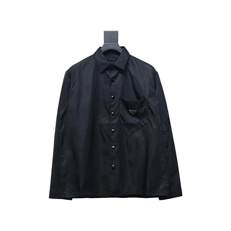 Prada Re-Nylon Pocket Triangle Logo Nylon Shirt Jacket