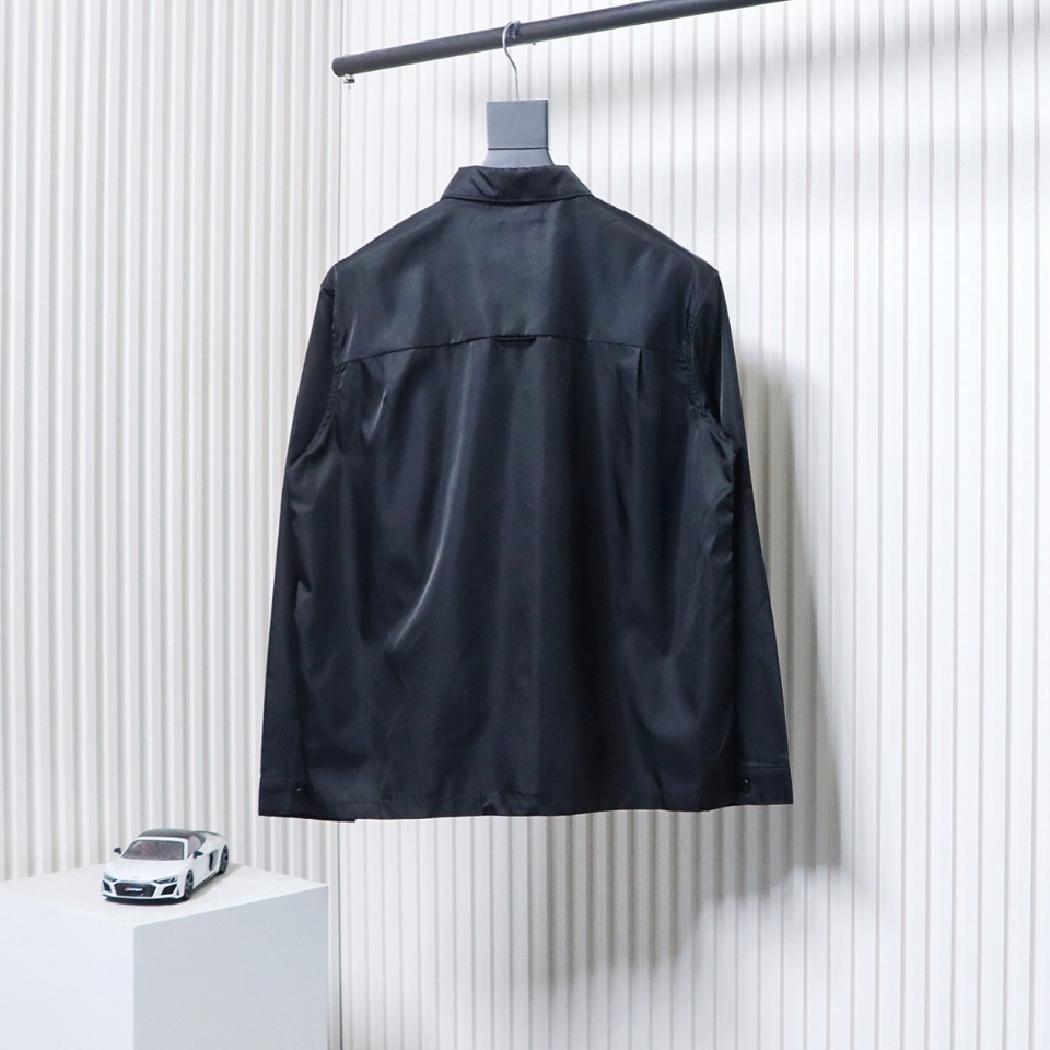 Prada Re-Nylon Pocket Triangle Logo Nylon Shirt Jacket