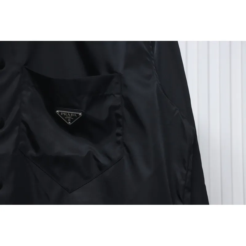 Prada Re-Nylon Pocket Triangle Logo Nylon Shirt Jacket