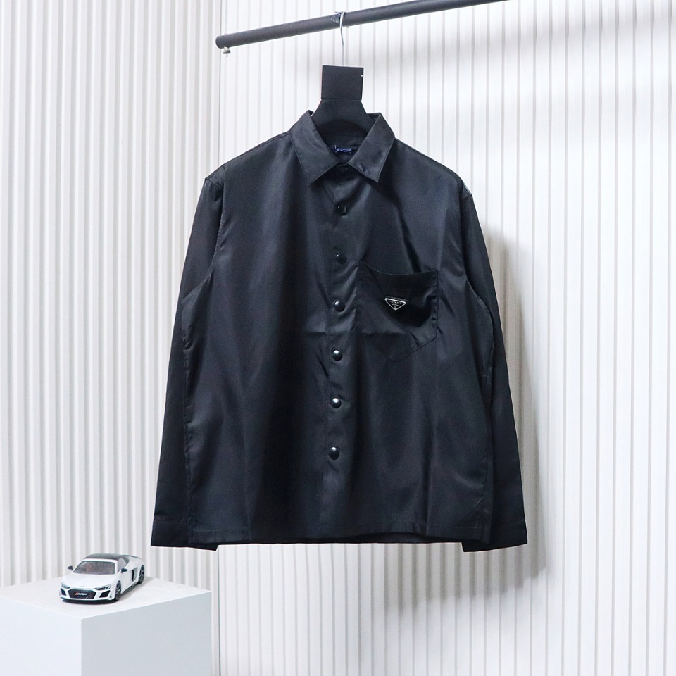 Prada Re-Nylon Pocket Triangle Logo Nylon Shirt Jacket
