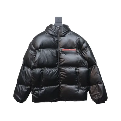 Prada Red Stripe Logo Down Jacket 01