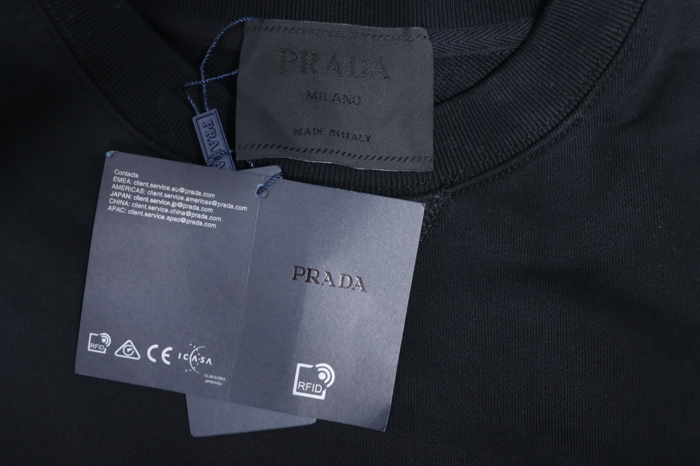 Prada Shadow Small Embroidery Crewneck Hoodie