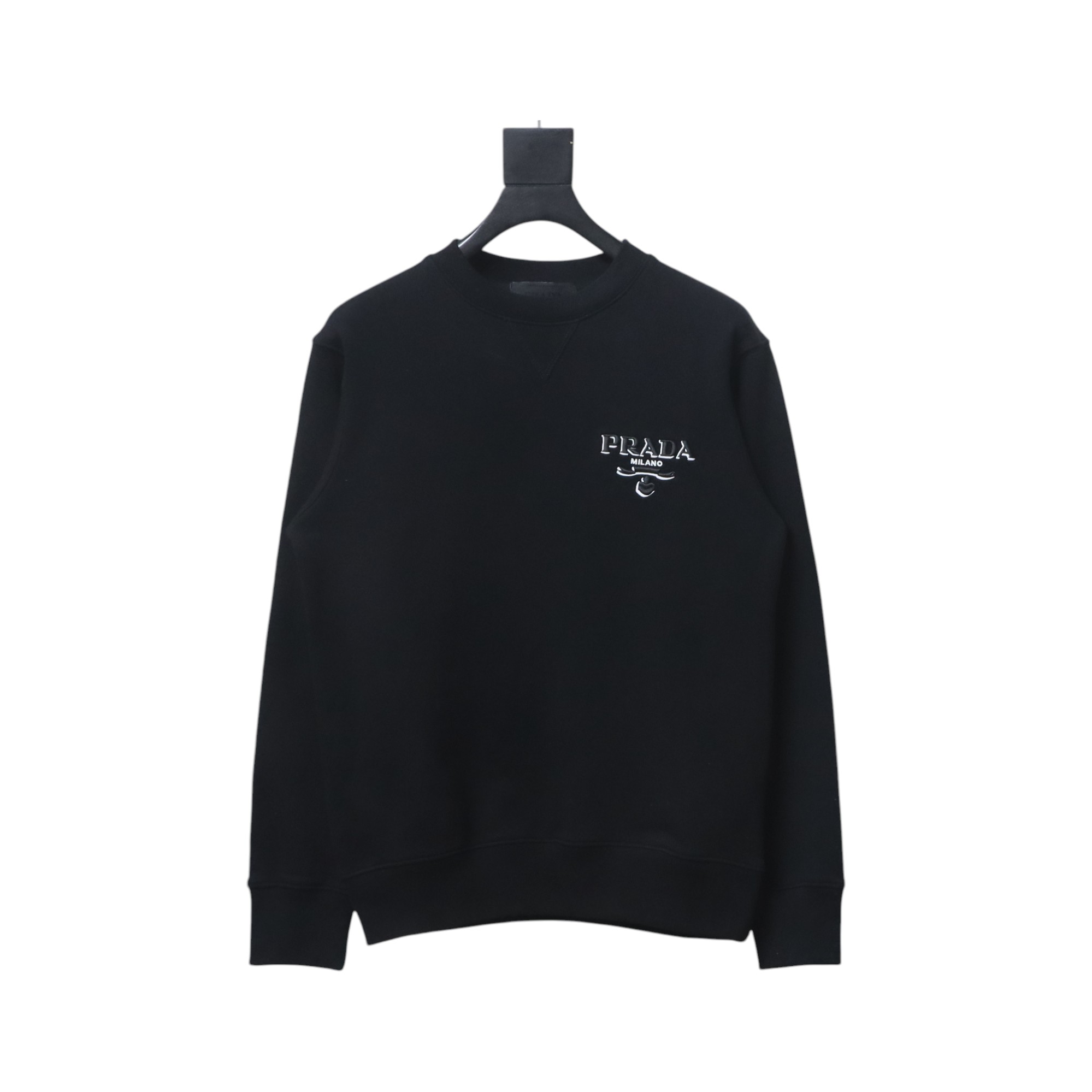 Prada Shadow Small Embroidery Crewneck Hoodie