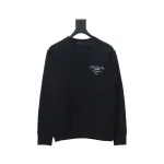 Prada Shadow Small Embroidery Crewneck Hoodie