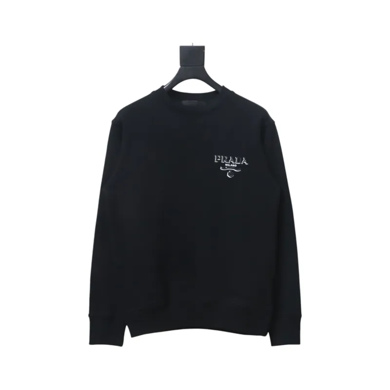 Prada Shadow Small Embroidery Crewneck Hoodie