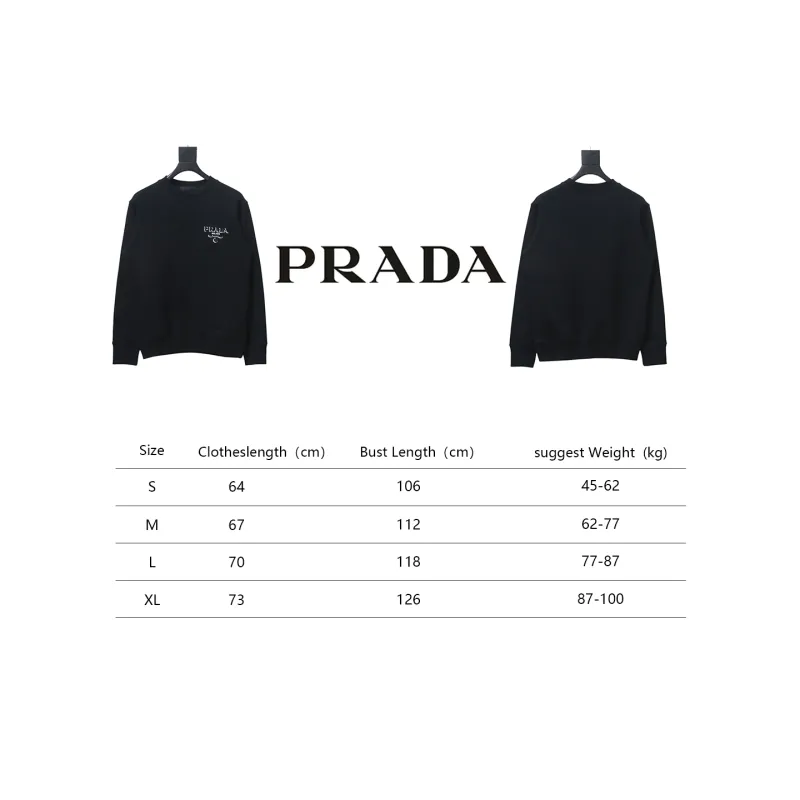 Prada Shadow Small Embroidery Crewneck Hoodie