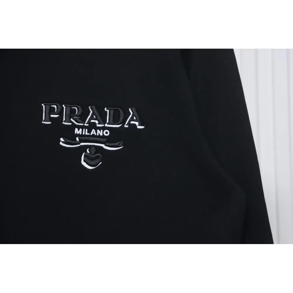 Prada Shadow Small Embroidery Crewneck Hoodie