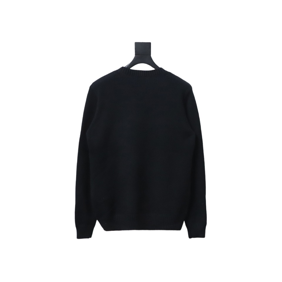 Prada Sweater With Floral Logo On Chest Black