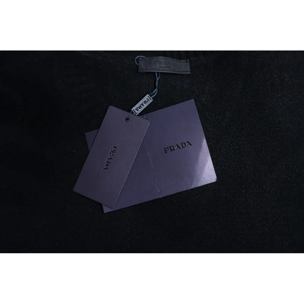 Prada Sweater With Floral Logo On Chest Black