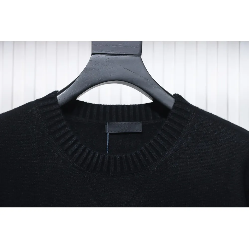 Prada Sweater With Floral Logo On Chest Black