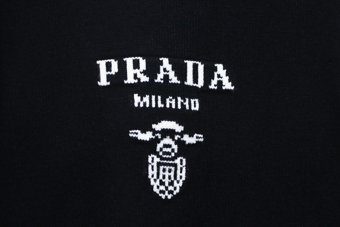 Prada Sweater With Floral Logo On Chest Black