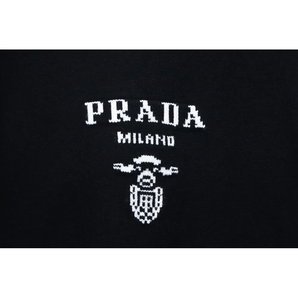 Prada Sweater With Floral Logo On Chest Black