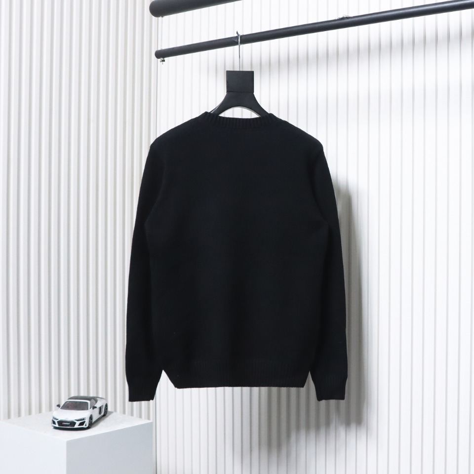 Prada Sweater With Floral Logo On Chest Black