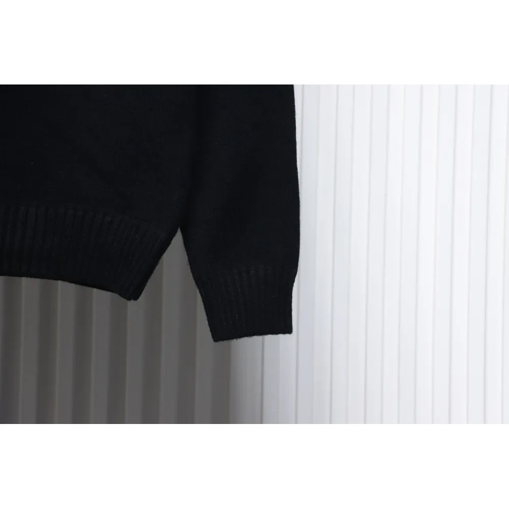 Prada Sweater With Floral Logo On Chest Black