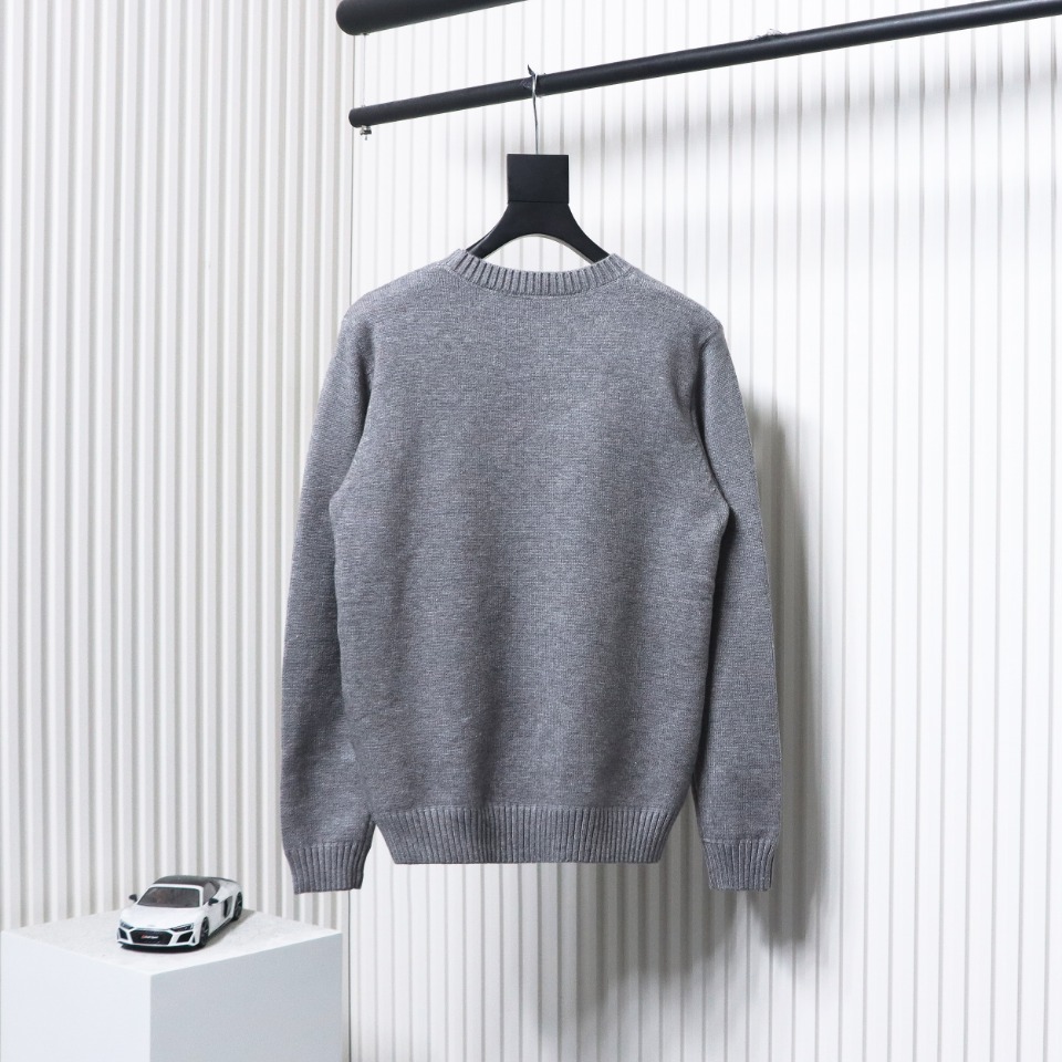 Prada Sweater With Floral Logo On Chest Grey