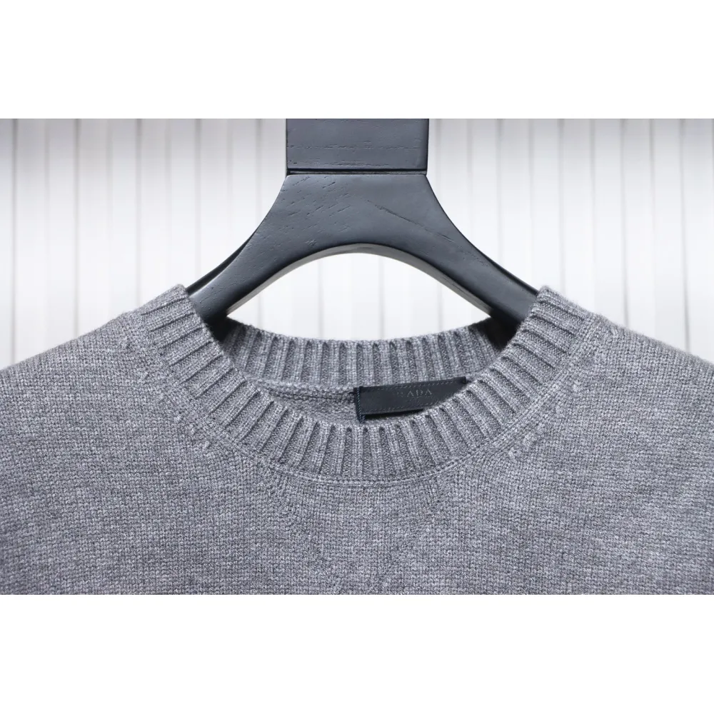 Prada Sweater With Floral Logo On Chest Grey